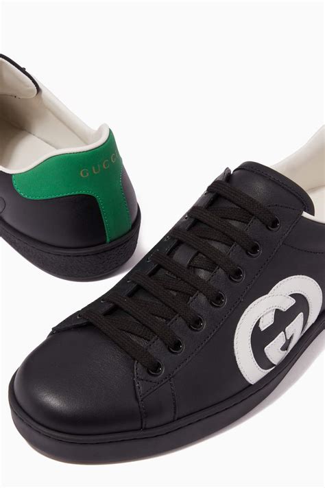 gucci ace sneakers men's black|gucci ace sneakers interlocking g.